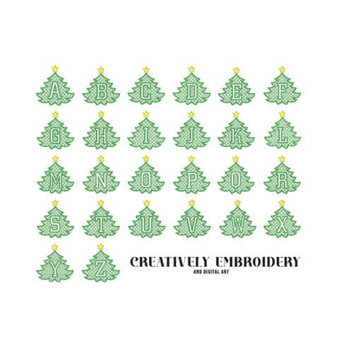 Christmas Tree Plaid Christmas Tree Alphabet Embroidery Design Bundle Embroidery/Applique DESIGNS Creatively Embroidery 