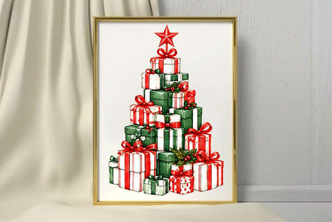 Christmas Tree PNG Bundle, Red Ribbon Christmas Trees, Festive Holiday Tree Clipart, Christmas Decor PNG Collection SVG FiveStarCrafting 