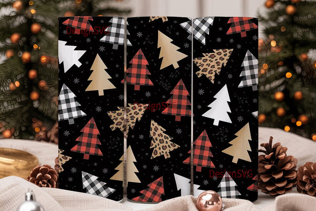 Christmas Tree Prints Tumbler Wrap Sublimation DesignSVG 