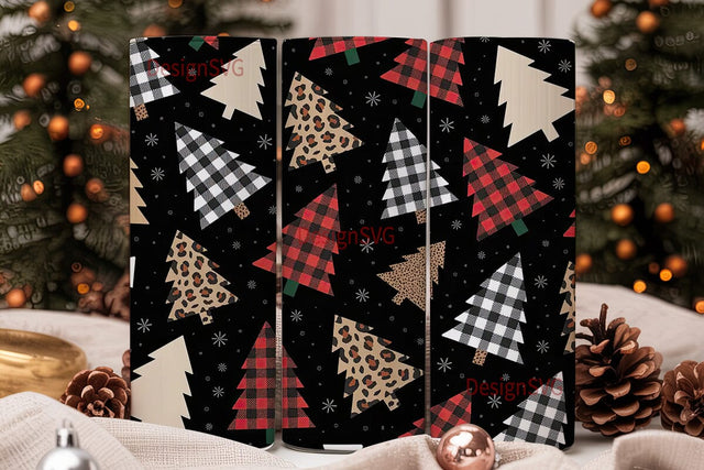 Christmas Tree Prints Tumbler Wrap Sublimation DesignSVG 