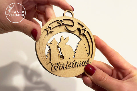 Christmas Tree Round Decorative Ornaments, Laser Cut Templates SVG LaserCutano 