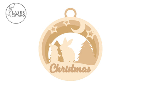 Christmas Tree Round Decorative Ornaments, Laser Cut Templates SVG LaserCutano 