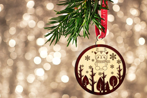 Christmas Tree Round Ornaments Set? Laser Cut FIles SVG LaserCutano 