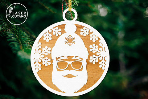 Christmas tree Round Ornaments Set, Laser Cut Files SVG LaserCutano 