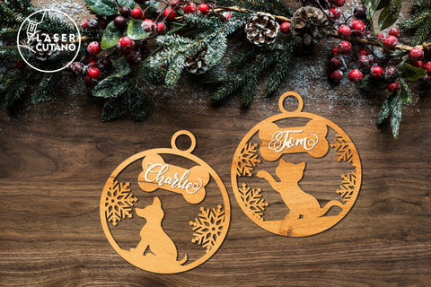 Christmas tree Round Ornaments Set, Laser Cut Files SVG LaserCutano 