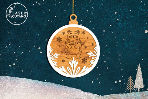 Christmas Tree Round Ornaments Set? Laser Cut FIles SVG LaserCutano 