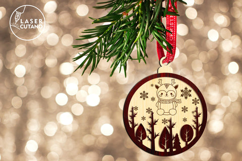 Christmas Tree Round Ornaments Set? Laser Cut FIles SVG LaserCutano 