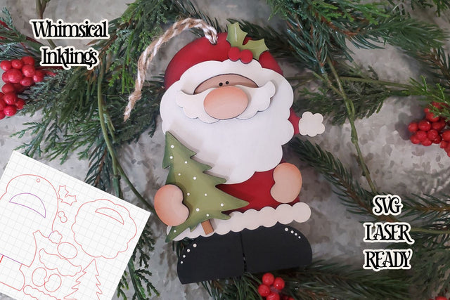 Christmas Tree Santa Ornament Laser SVG SVG Whimsical Inklings 