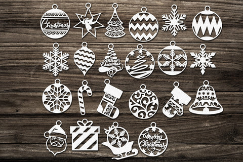 Christmas Tree Set Ornaments Template, Laser Cut Files SVG LaserCutano 