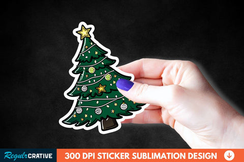 Christmas Tree Shape Sticker Clipart Bundle Sublimation Regulrcrative 