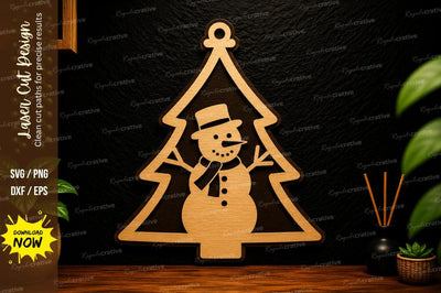 Christmas Tree Snowman Laser Cut SVG Design SVG Regulrcrative 