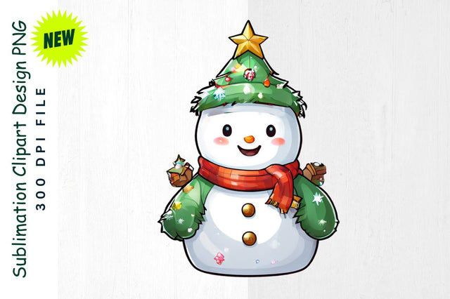 Christmas Tree Snowman with Ornaments Sublimation Clipart Sublimation Regulrcrative 