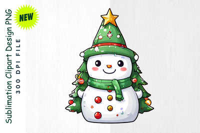 Christmas Tree Snowman with Ornaments Sublimation Clipart Sublimation Regulrcrative 
