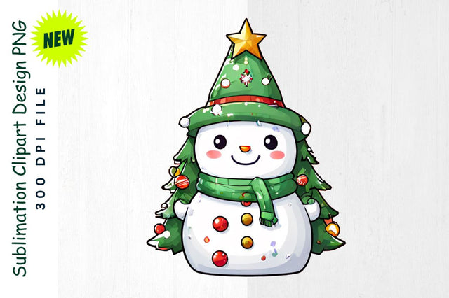 Christmas Tree Snowman with Ornaments Sublimation Clipart Sublimation Regulrcrative 