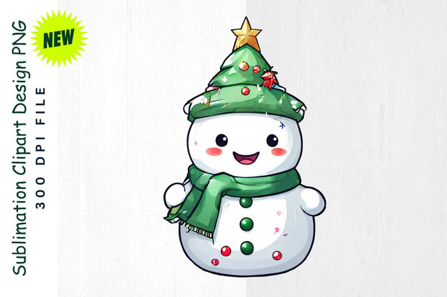 Christmas Tree Snowman with Ornaments Sublimation Clipart Sublimation Regulrcrative 