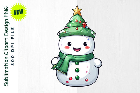 Christmas Tree Snowman with Ornaments Sublimation Clipart Sublimation Regulrcrative 