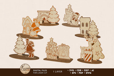 Christmas Tree Stand Decoration wood Cut Templates, Laser Cut Files SVG LaserCutano 