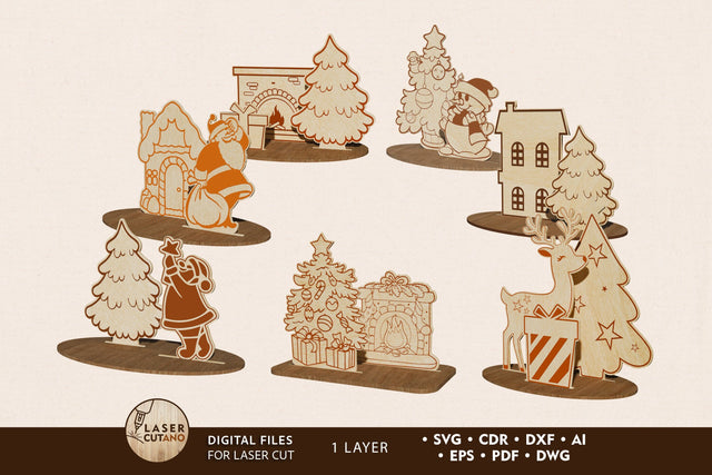 Christmas Tree Stand Decoration wood Cut Templates, Laser Cut Files SVG LaserCutano 