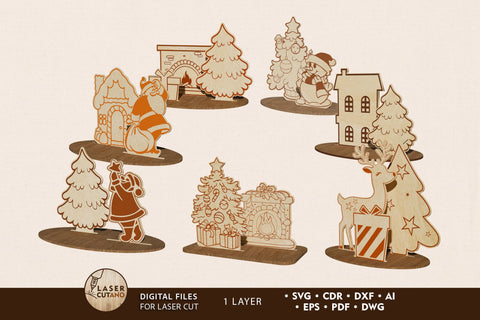 Christmas Tree Stand Decoration wood Cut Templates, Laser Cut Files SVG LaserCutano 