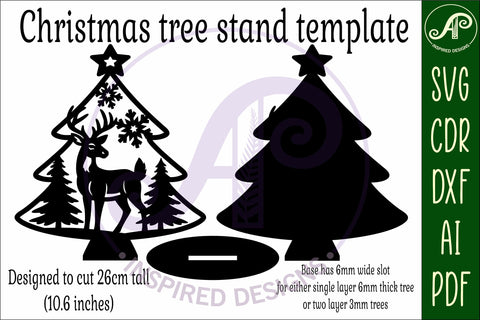 Christmas tree stand, laser cut file, deer christmas tree SVG APInspireddesigns 