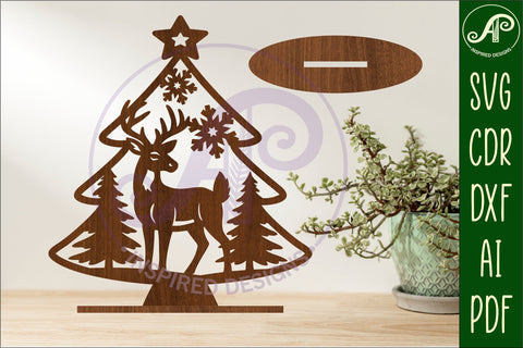 Christmas tree stand, laser cut file, deer christmas tree SVG APInspireddesigns 