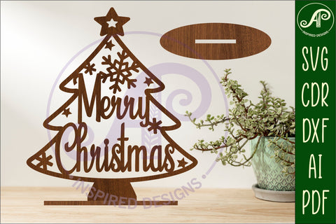 Christmas tree stand, laser cut file, Merry Christmas tree SVG APInspireddesigns 