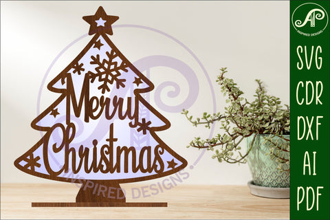 Christmas tree stand, laser cut file, Merry Christmas tree SVG APInspireddesigns 