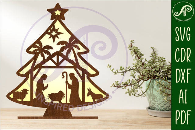 Christmas tree stand, laser cut file, Nativity Christmas SVG APInspireddesigns 