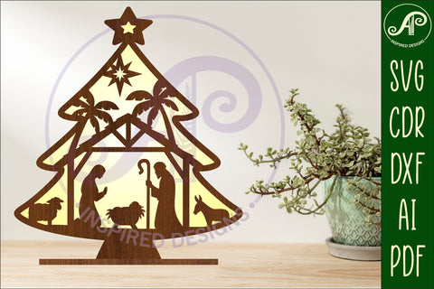 Christmas tree stand, laser cut file, Nativity Christmas SVG APInspireddesigns 