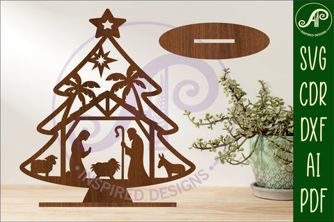 Christmas tree stand, laser cut file, Nativity Christmas SVG APInspireddesigns 