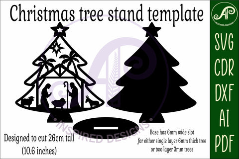 Christmas tree stand, laser cut file, Nativity Christmas SVG APInspireddesigns 
