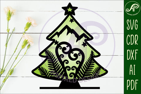 Christmas tree stand, laser cut file, New Zealand theme 2 SVG APInspireddesigns 