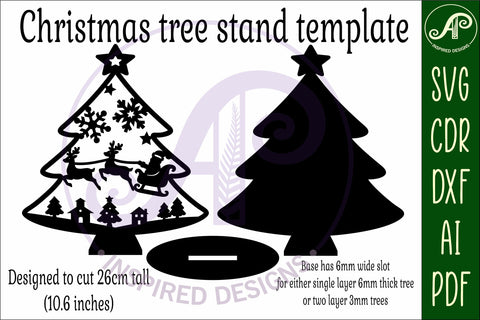 Christmas tree stand, laser cut file, Santa sleigh Christmas SVG APInspireddesigns 