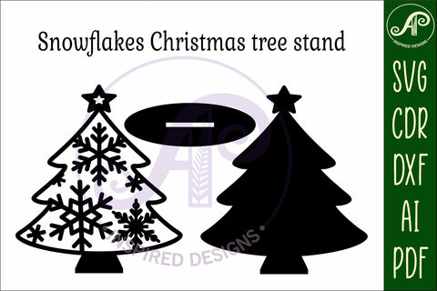 Christmas tree stand, laser cut file, snowflakes SVG APInspireddesigns 