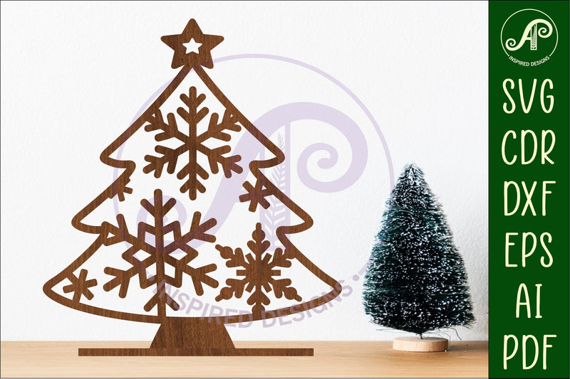 Christmas tree stand, laser cut file, snowflakes SVG APInspireddesigns 