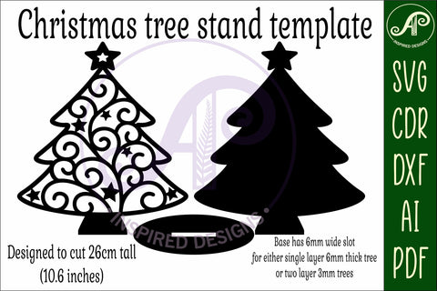 Christmas tree stand, laser cut file, Swirl Christmas tree SVG APInspireddesigns 