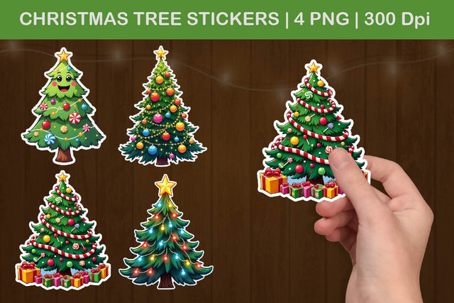 christmas tree stickers, christmas tree png, cute christmas Sublimation Paper Switch 