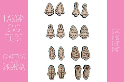 Christmas Tree Stud Earring Bundle Laser SVG File SVG Crafting With Brenna 