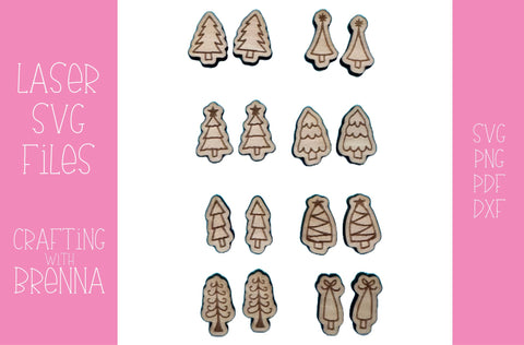 Christmas Tree Stud Earring Bundle Laser SVG File SVG Crafting With Brenna 