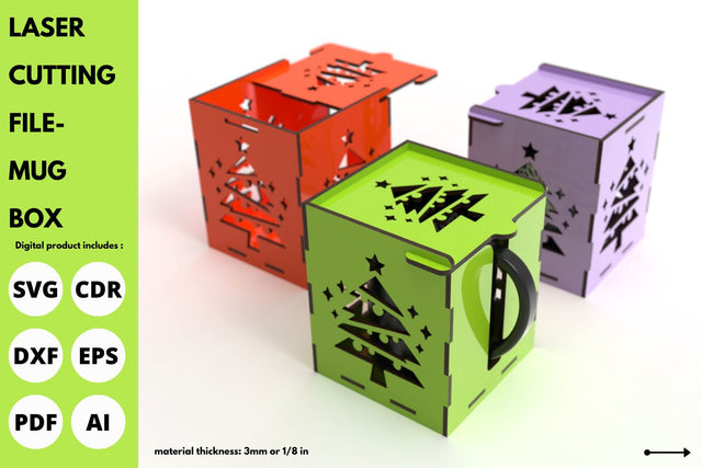 Christmas Tree sublimation mug box | laser cut file | svg paper cut | cricut | glowforge file SVG tofigh4lang 