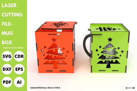 Christmas Tree sublimation mug box | laser cut file | svg paper cut | cricut | glowforge file SVG tofigh4lang 