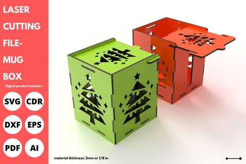 Christmas Tree sublimation mug box | laser cut file | svg paper cut | cricut | glowforge file SVG tofigh4lang 