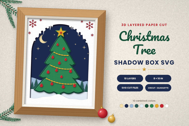 Christmas Tree SVG - 3D Layered Shadow Box 3D Paper ampersand 