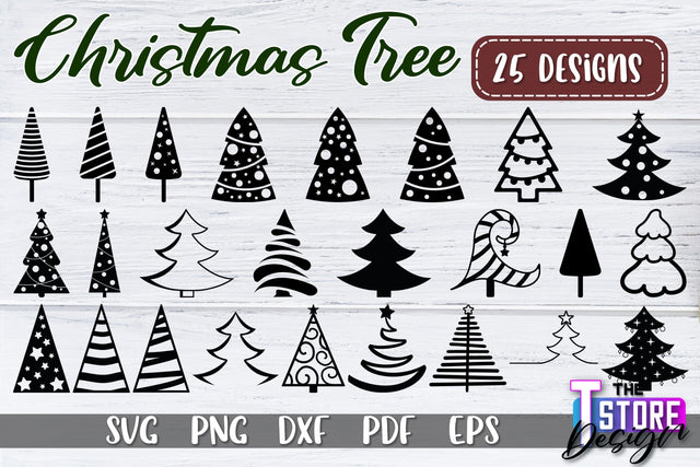 Christmas Tree SVG Bundle | Christmas Tree Silhouette | Christmas Tree Icons | SVG File SVG The T Store Design 