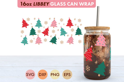 Christmas Tree SVG PNG 16 oz Libbey Glass Can SVG Freeling Design House 