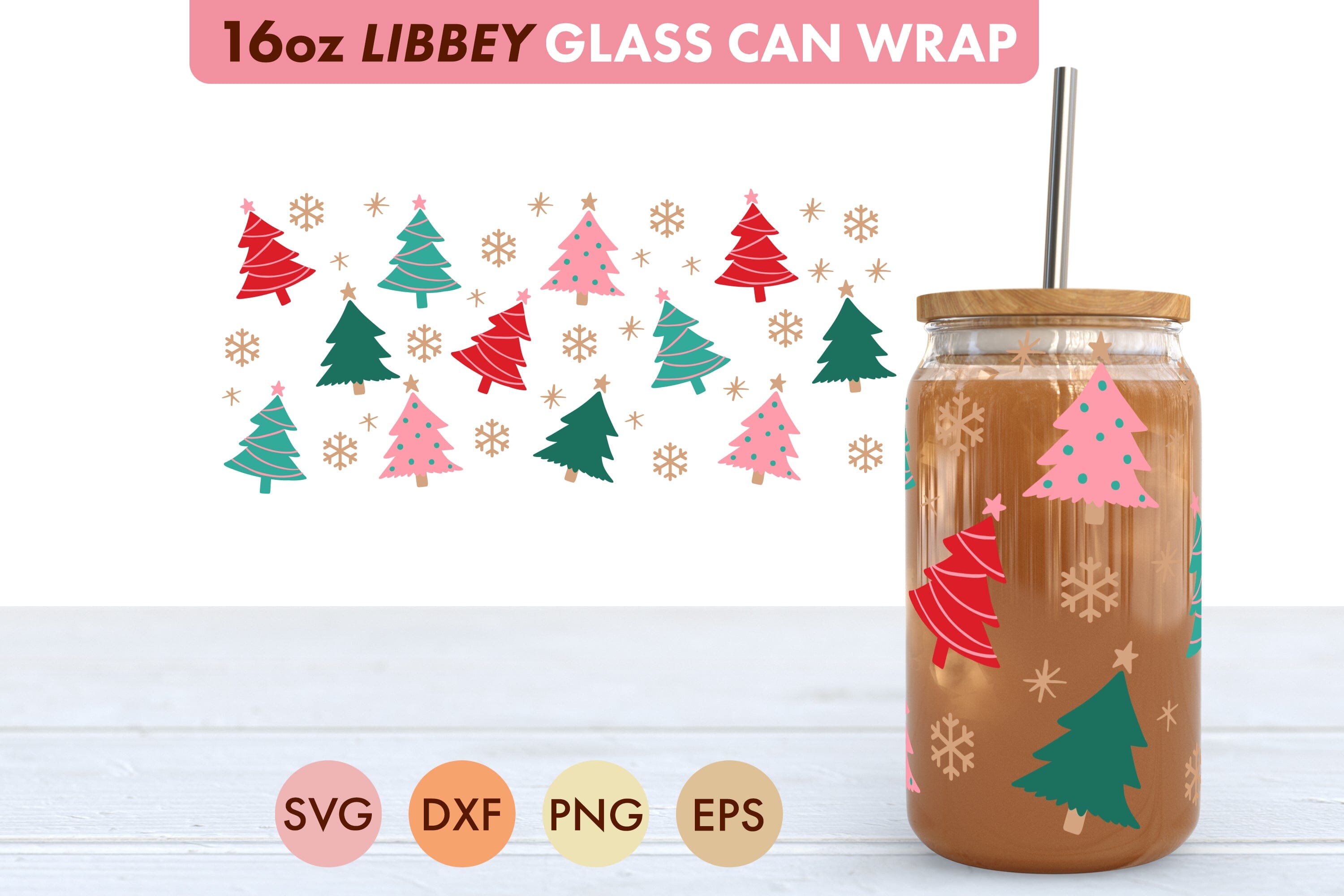 Coffee And Christmas Cheer 16oz Libbey Glass Can Wrap