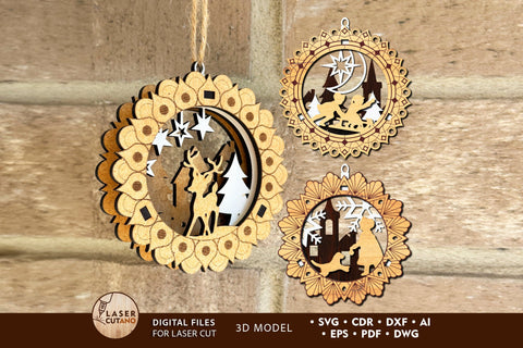 Christmas Tree Toys Ornament Set SVG LaserCutano 