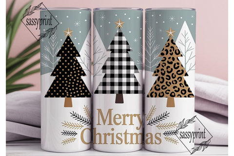 Christmas Tree Trio 20oz Tumbler Wrap Sublimation sassyprint 