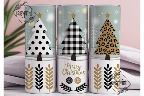 Christmas Tree Trio 20oz Tumbler Wrap Sublimation sassyprint 