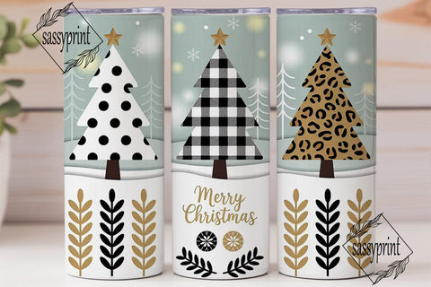 Christmas Tree Trio 20oz Tumbler Wrap Sublimation sassyprint 
